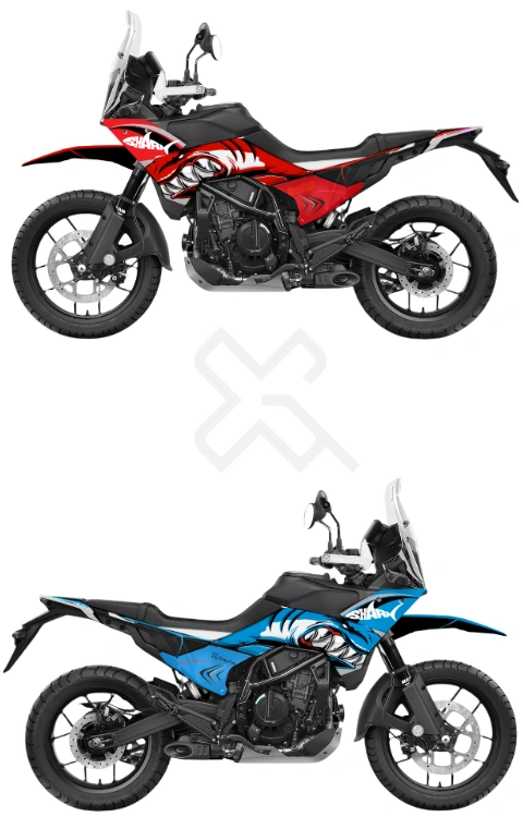 Dual Tone Shark Edition Full Body Sticker Compatible with Adventure 250/390 X | Premium Gloss Vinyl with FPF (Fade Protection Film), Waterproof, Precut Sticker, Pack of 1
